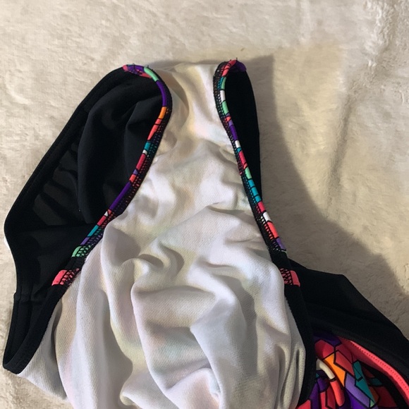 Speedo Girls Printed Sport Splice One Piece Swimsuit Rainbow 8 - Picture 7 of 7